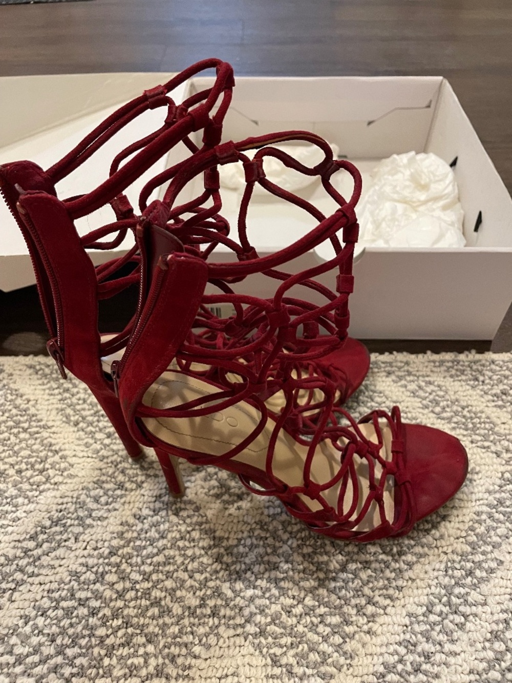 Aldo red caged heels